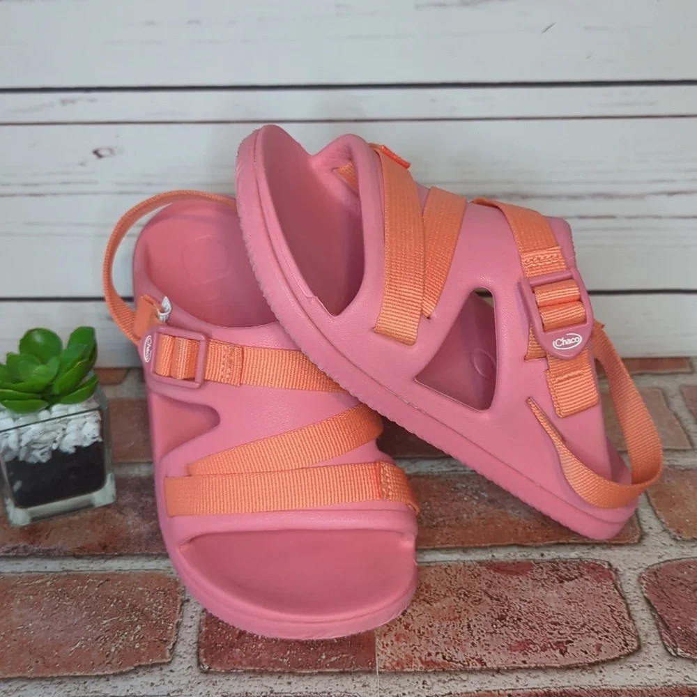 Chaco Kids' Chillos‎ Sport Sandals Unisex Ankle Strap Rose Orange Size 3 Big Kid